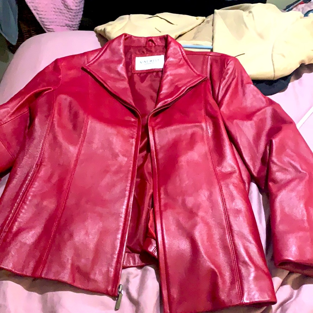 Red leather jacket